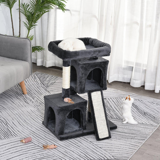 PawHut Grey 3-Tier Cat Tree - Simplistic Joy - ALL4U RETAILER LTD