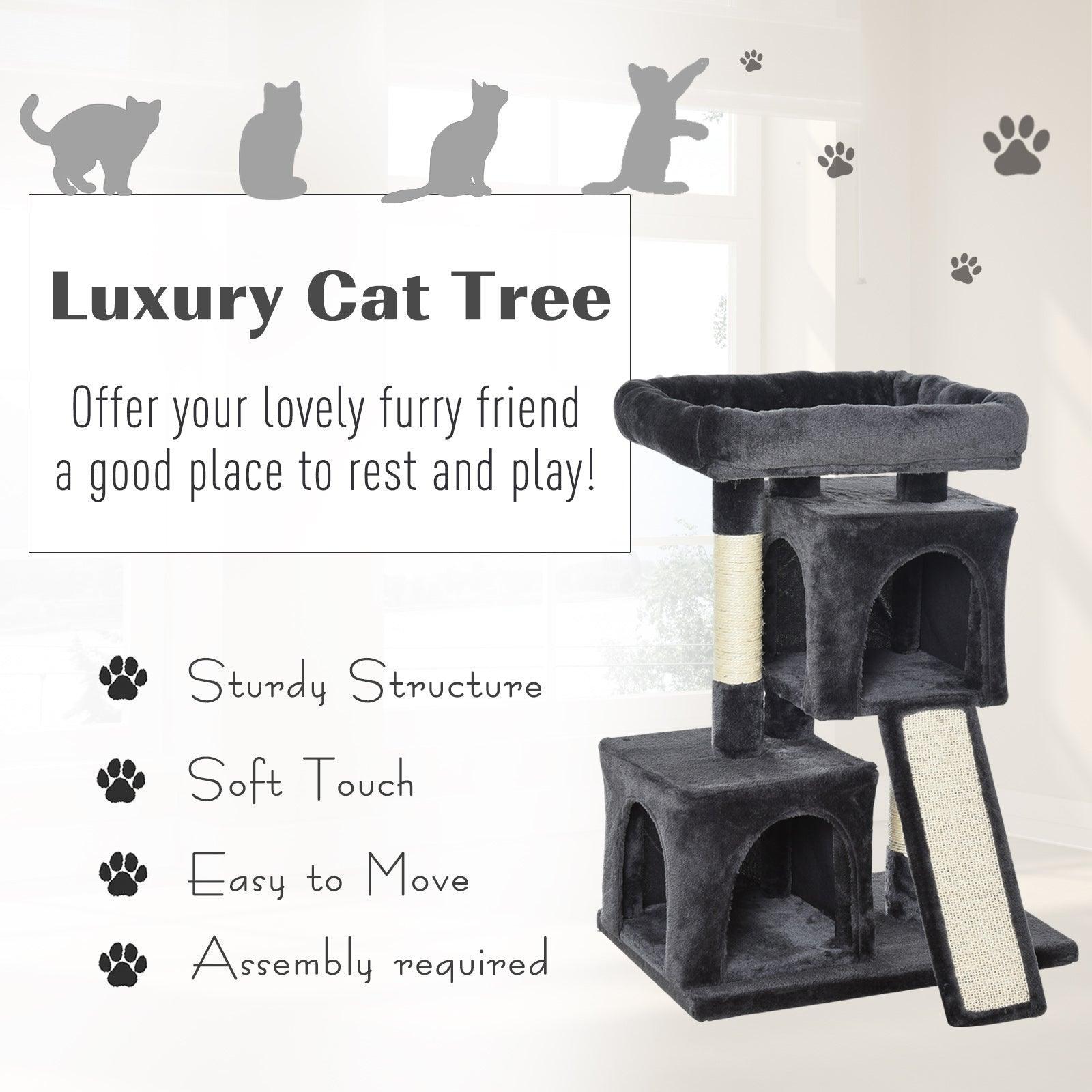 PawHut Grey 3-Tier Cat Tree - Simplistic Joy - ALL4U RETAILER LTD