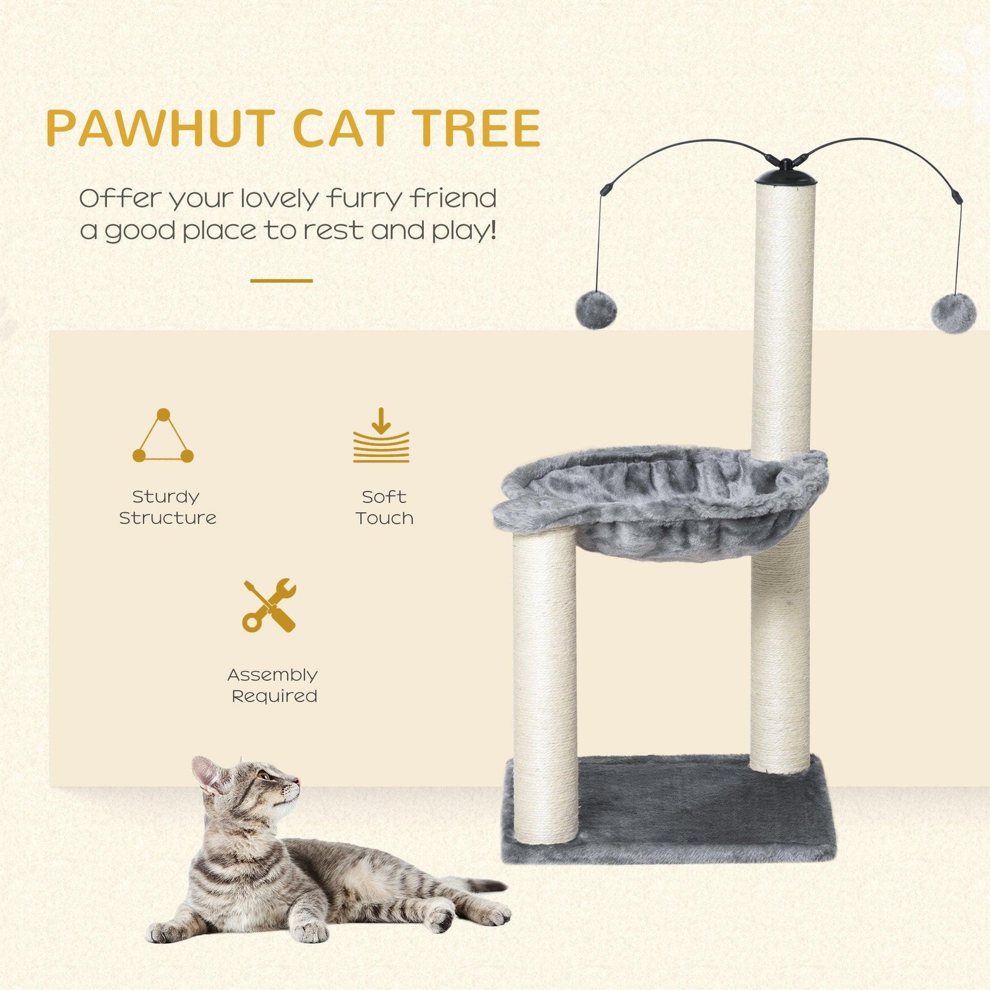 PawHut Grey Cat Tree with Scratching Post - ALL4U RETAILER LTD