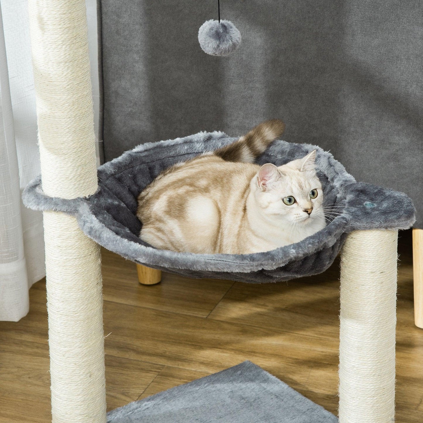 PawHut Grey Cat Tree with Scratching Post - ALL4U RETAILER LTD