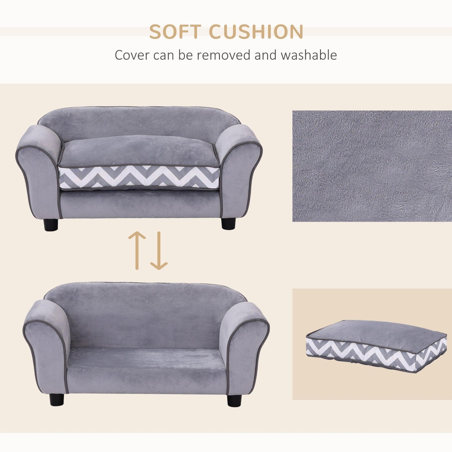 PawHut Grey Dog Sofa Bed for XS-Sized Dogs - ALL4U RETAILER LTD