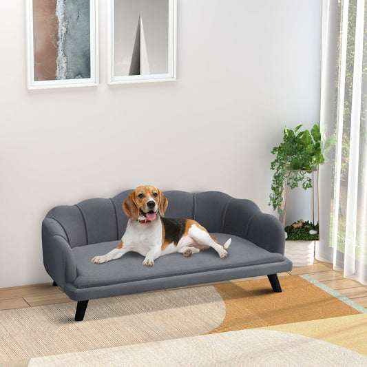 PawHut Grey Dog Sofa: Comfortable Pet Bed - ALL4U RETAILER LTD