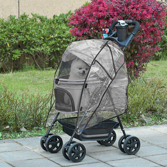 PawHut Grey Dog Stroller: Easy-Fold Jogger - ALL4U RETAILER LTD