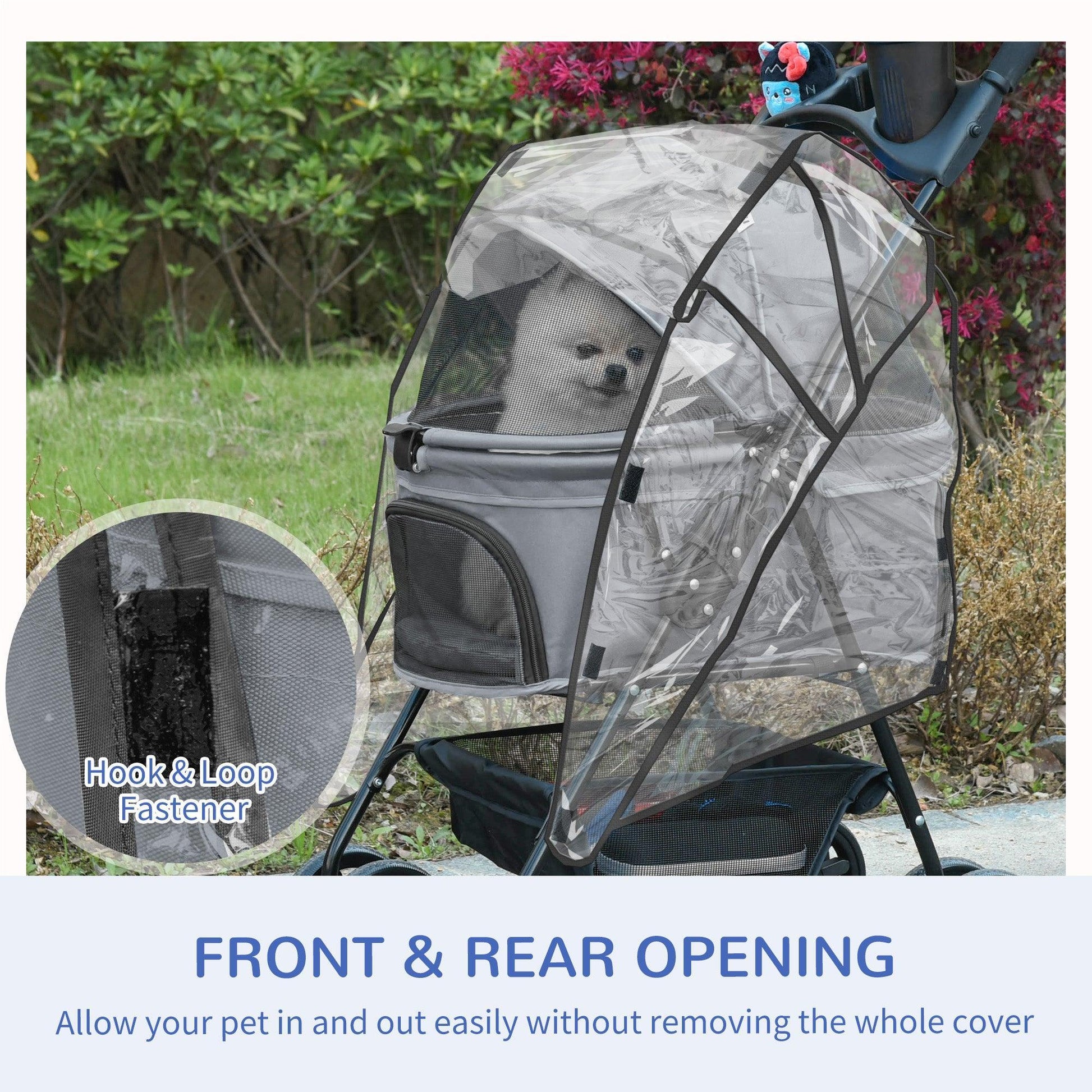 PawHut Grey Dog Stroller: Easy-Fold Jogger - ALL4U RETAILER LTD