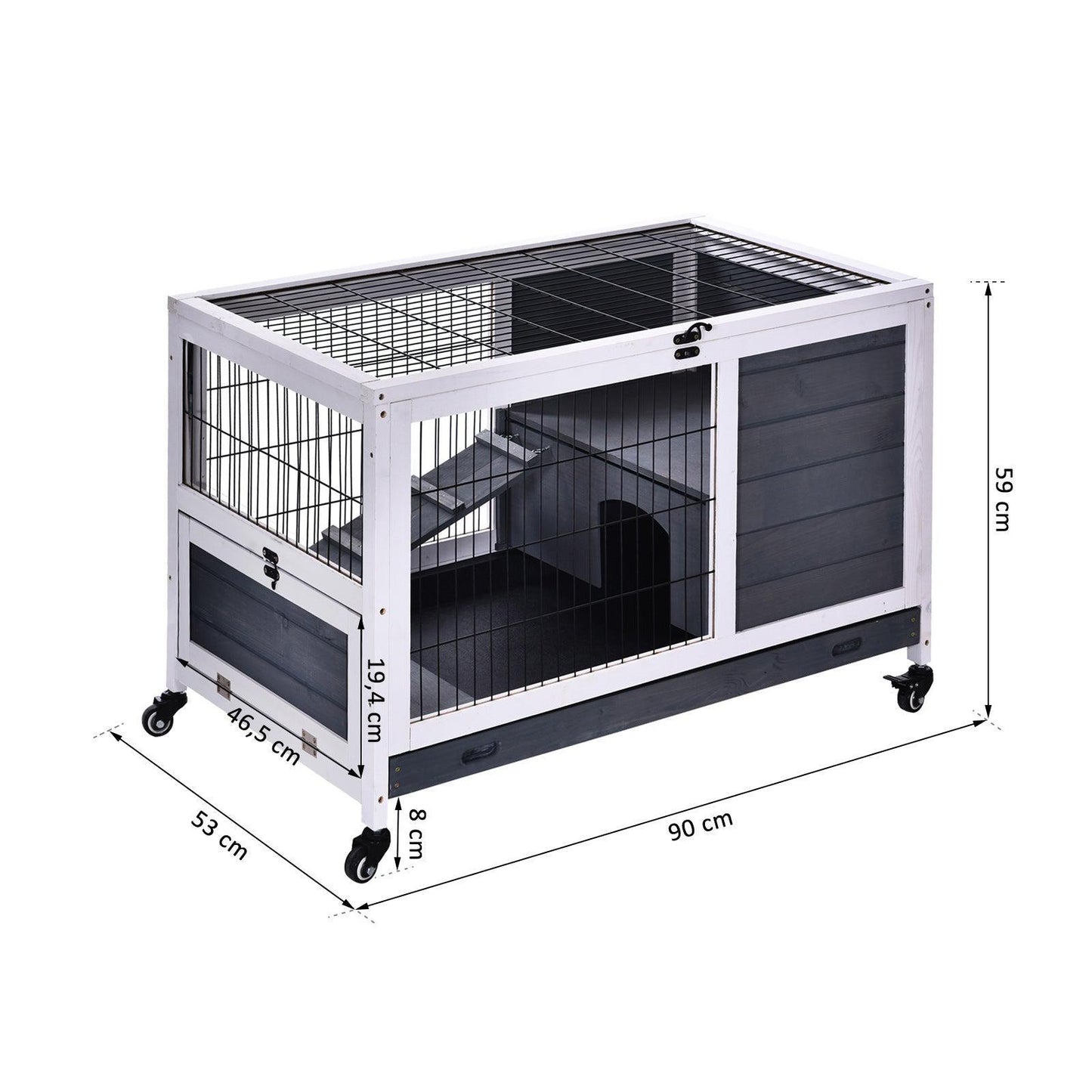 PawHut Grey Lift-Top Rabbit Hutch - ALL4U RETAILER LTD