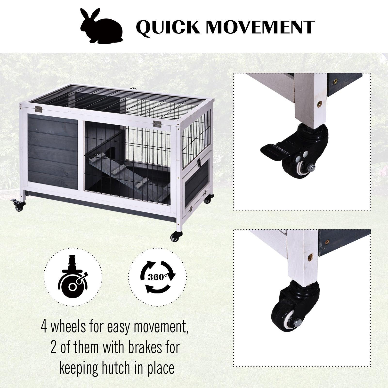 PawHut Grey Lift-Top Rabbit Hutch - ALL4U RETAILER LTD