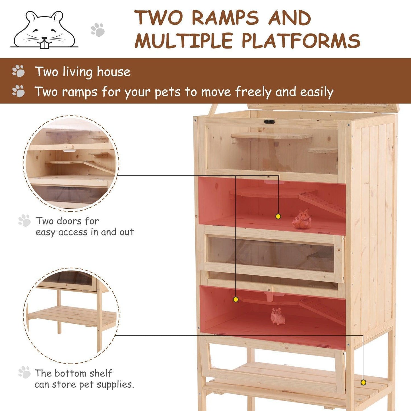 PawHut Hamster Cage - 4 Layers, Easy Clean - ALL4U RETAILER LTD