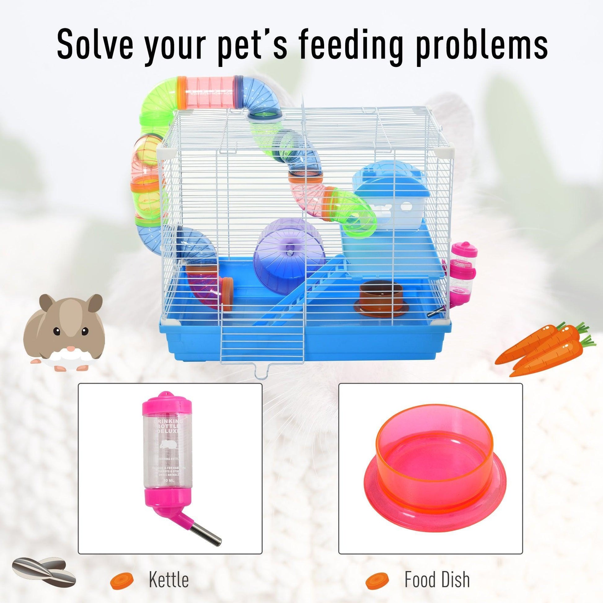 Pawhut Hamster Cage Carrier - Compact & Convenient - ALL4U RETAILER LTD