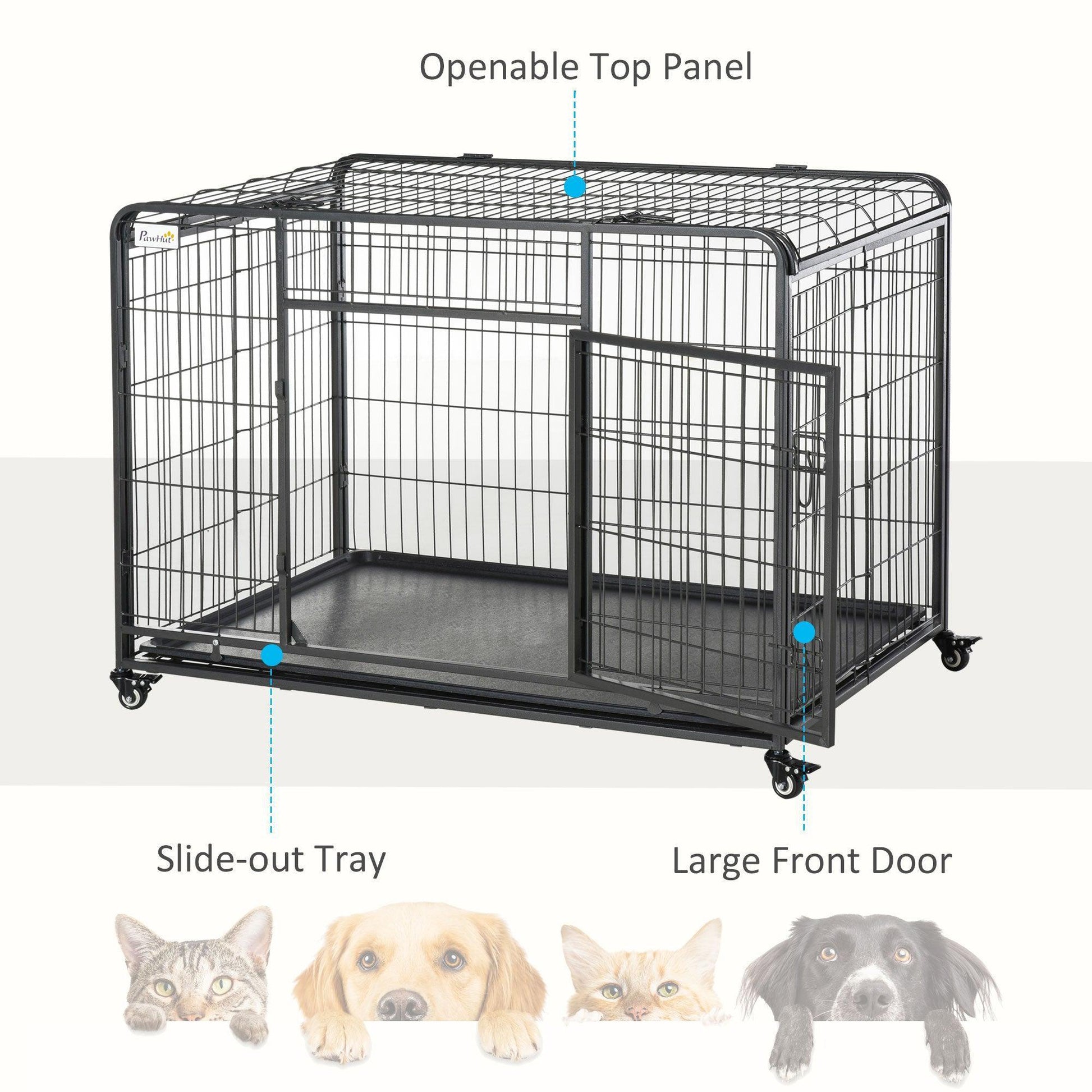 PawHut Sturdy Dog Crate with Double Doors - ALL4U RETAILER LTD