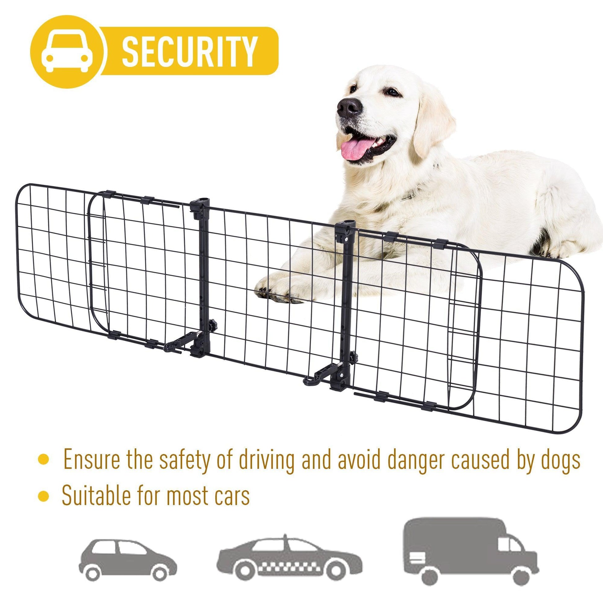 PawHut Pet Car Barrier - Heavy Duty, Black - ALL4U RETAILER LTD