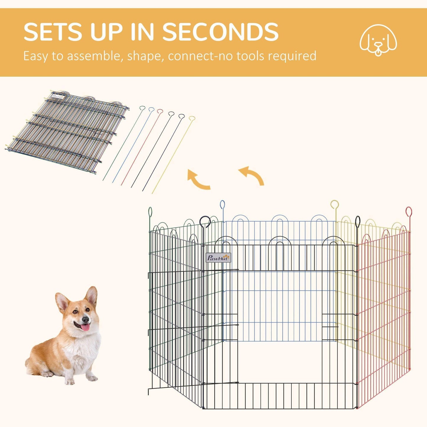 PawHut Hexagon Pet Playpen: Metal Fence for Dogs - ALL4U RETAILER LTD