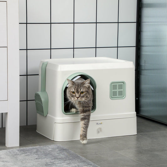 PawHut Hooded Cat Litter Box - Easy Clean, 50 x 40 cm - ALL4U RETAILER LTD