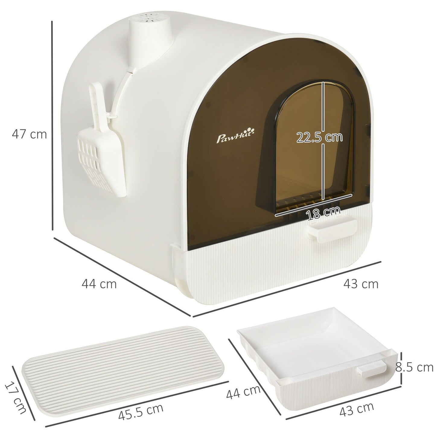 PawHut Hooded Cat Litter Box with Lid - Complete Set - ALL4U RETAILER LTD