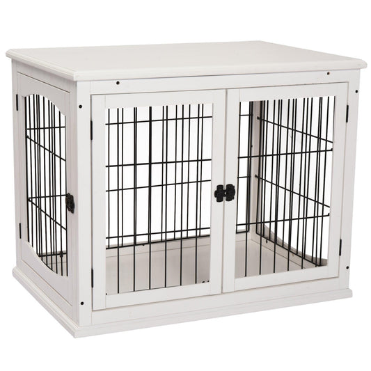 PawHut Indoor Pet Cage - Small 3-Door, White - ALL4U RETAILER LTD
