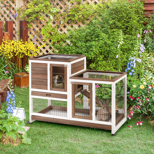 PawHut Indoor Rabbit Hutch & Run: Compact, Mobile & Stylish - ALL4U RETAILER LTD