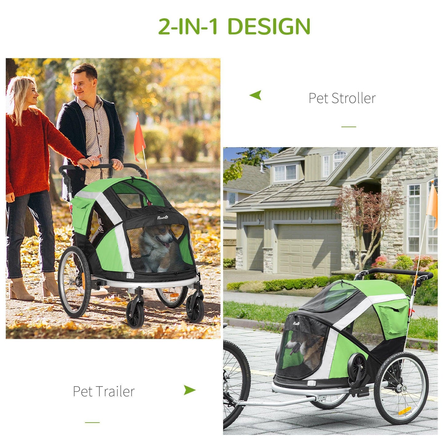 PawHut Large Dog Bike Trailer: Foldable & Safe - ALL4U RETAILER LTD