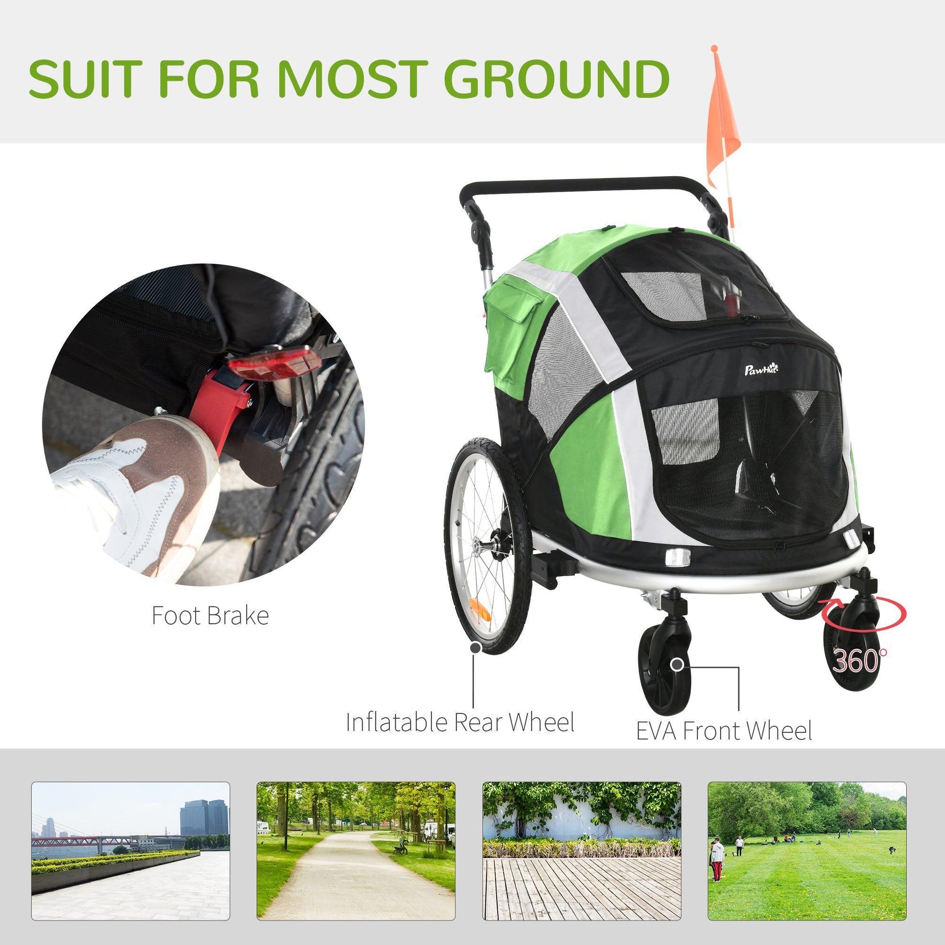 PawHut Large Dog Bike Trailer: Foldable & Safe - ALL4U RETAILER LTD