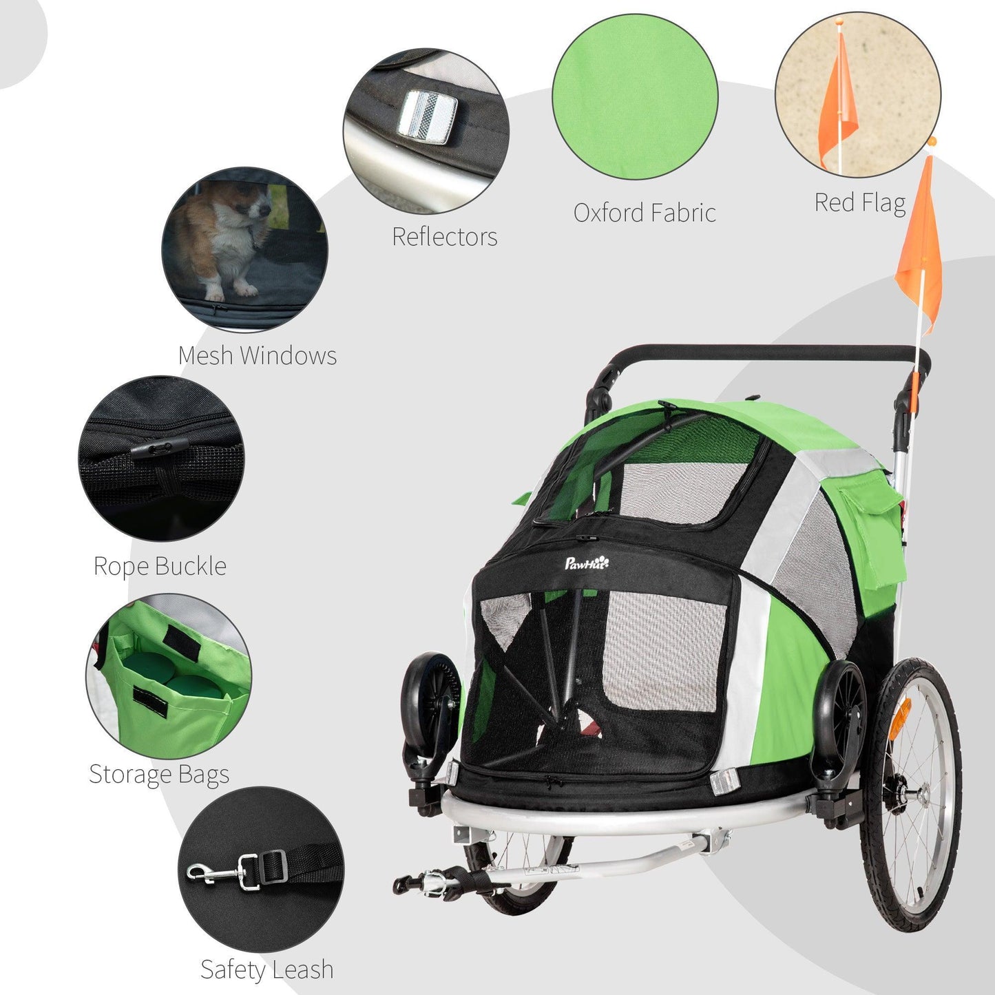 PawHut Large Dog Bike Trailer: Foldable & Safe - ALL4U RETAILER LTD