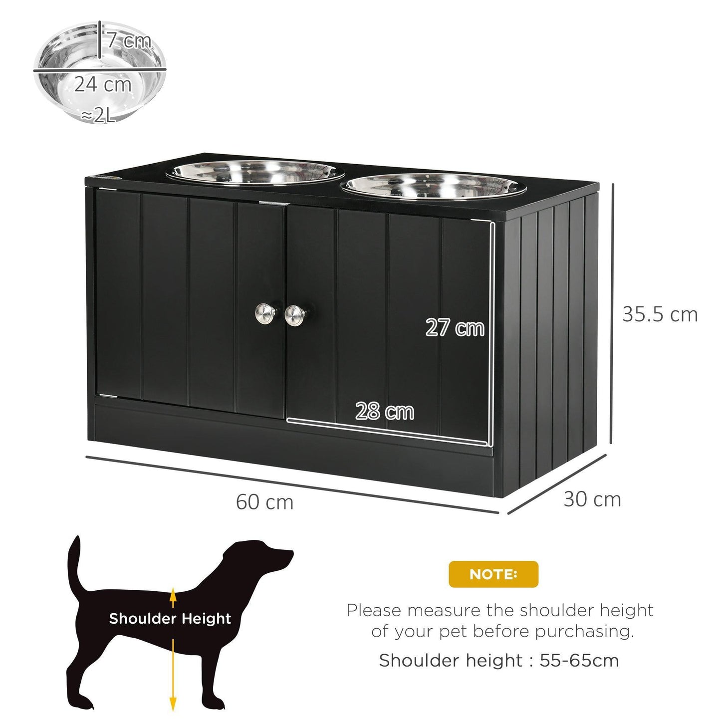 PawHut Large Dog Feeding Station with Storage - 2 Bowls - ALL4U RETAILER LTD