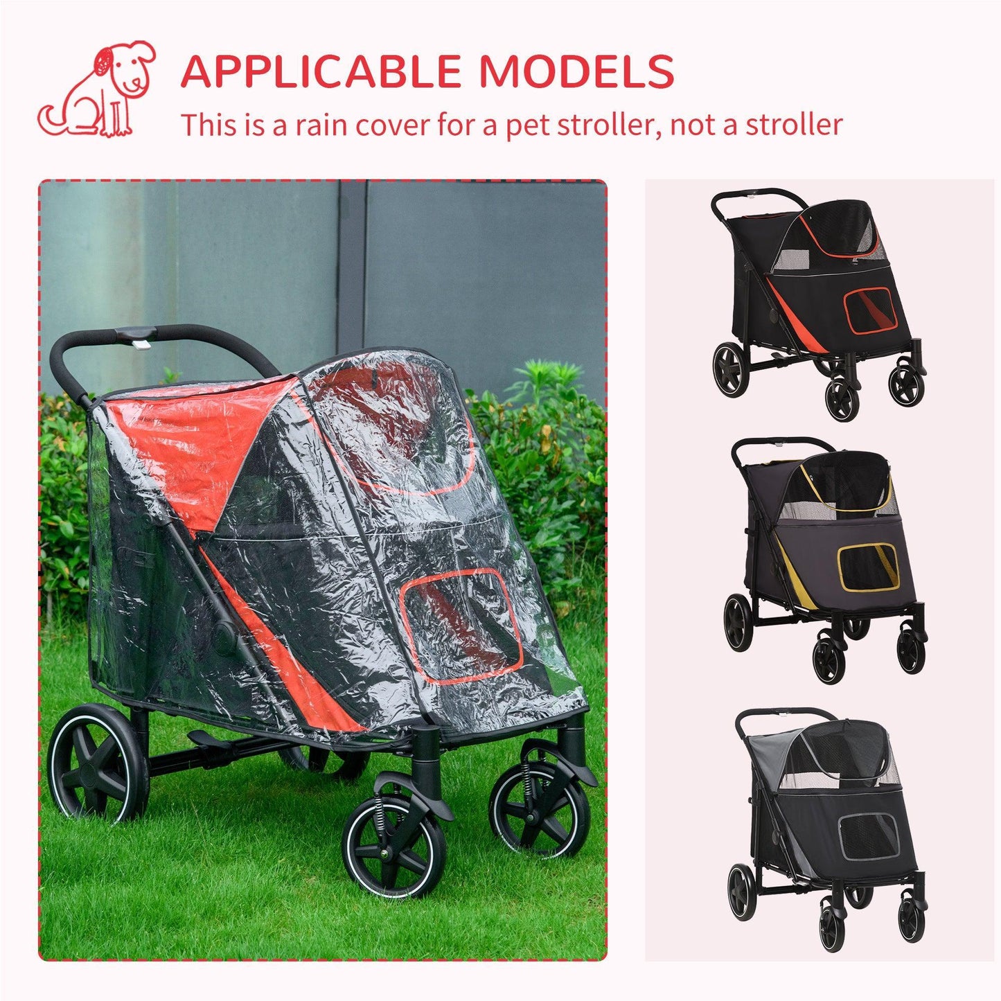 PawHut Large Dog Stroller with Rain Cover - ALL4U RETAILER LTD