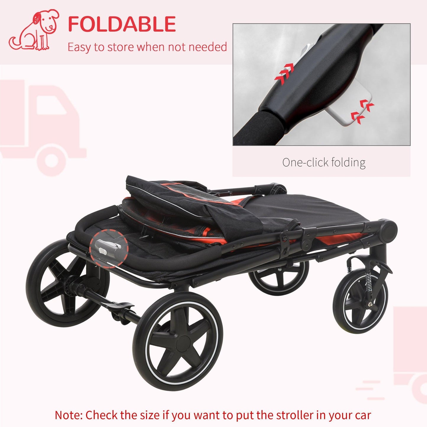 PawHut Large Dog Stroller with Rain Cover - ALL4U RETAILER LTD