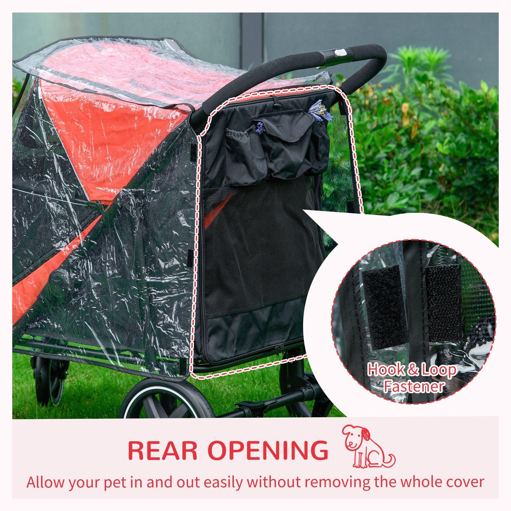 PawHut Large Dog Stroller with Rain Cover - ALL4U RETAILER LTD