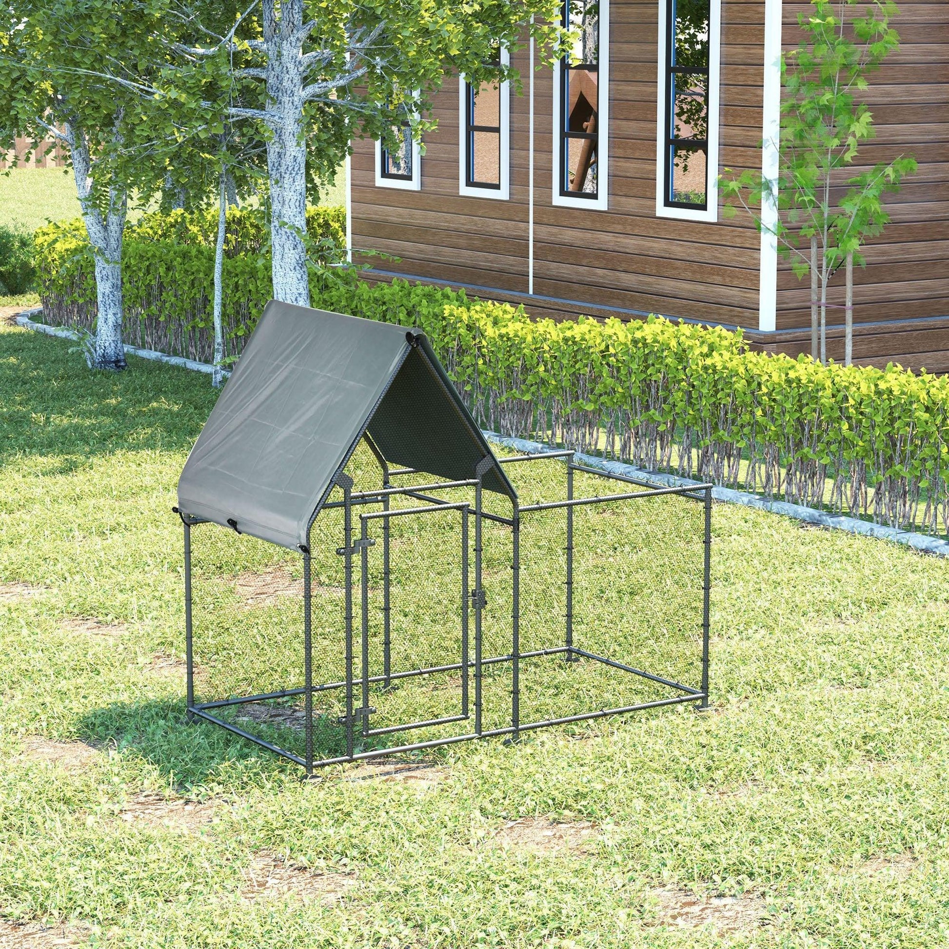 PawHut Large Galvanized Chicken Run - 60x200x105cm - ALL4U RETAILER LTD