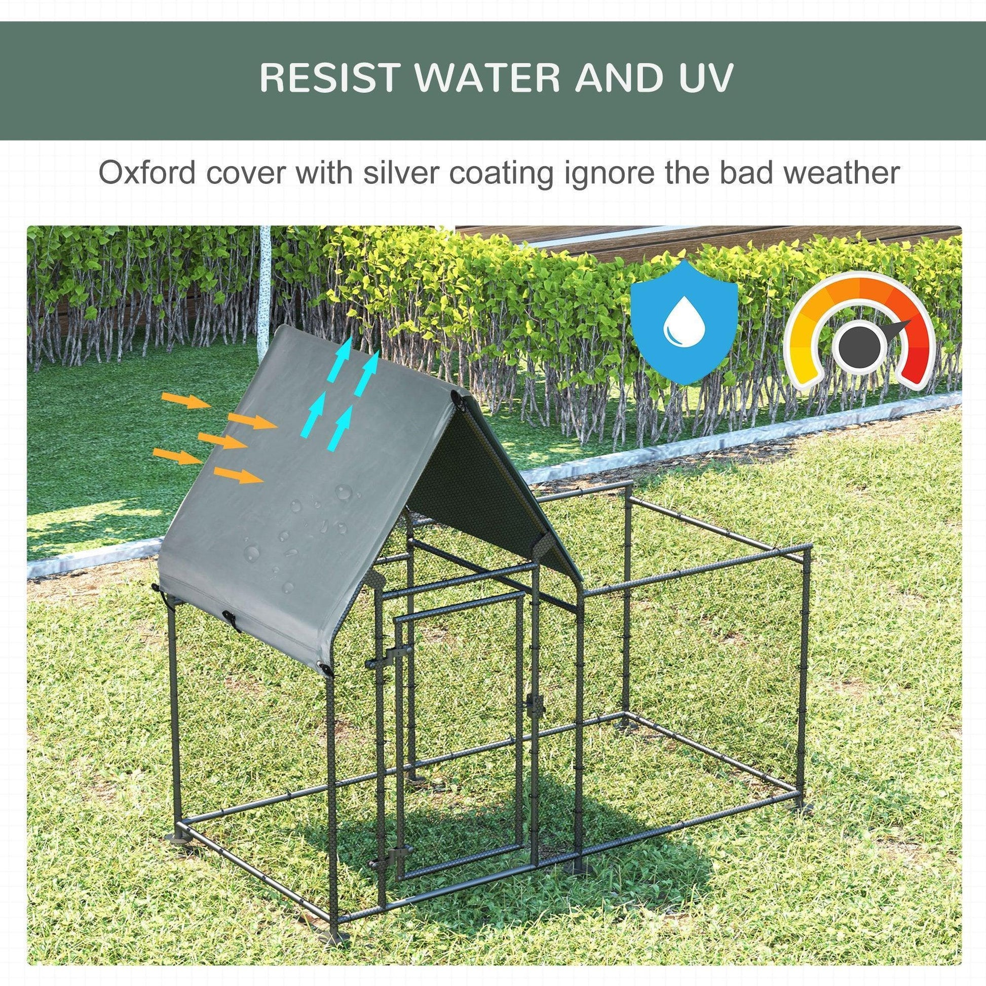 PawHut Large Galvanized Chicken Run - 60x200x105cm - ALL4U RETAILER LTD