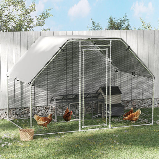 PawHut Large Metal Chicken Coop Run with Cover, Outdoor - ALL4U RETAILER LTD