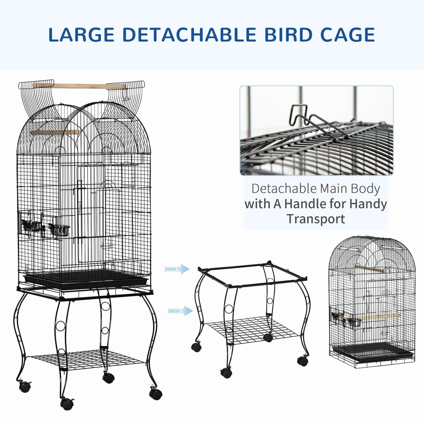 PawHut Large Parrot Cage Stand with Wheels - ALL4U RETAILER LTD