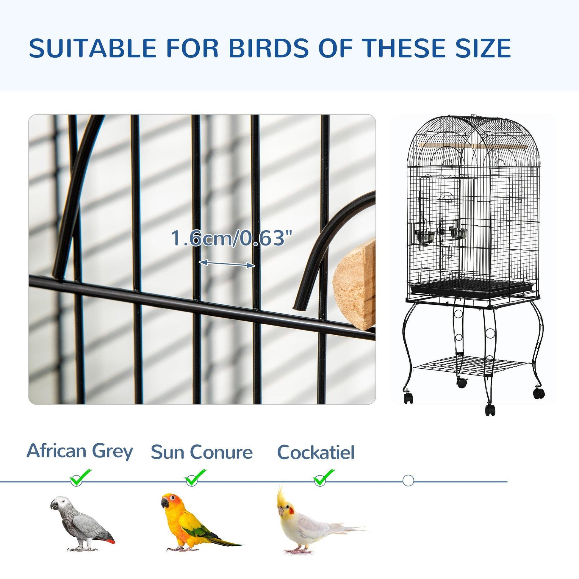 PawHut Large Parrot Cage Stand with Wheels - ALL4U RETAILER LTD