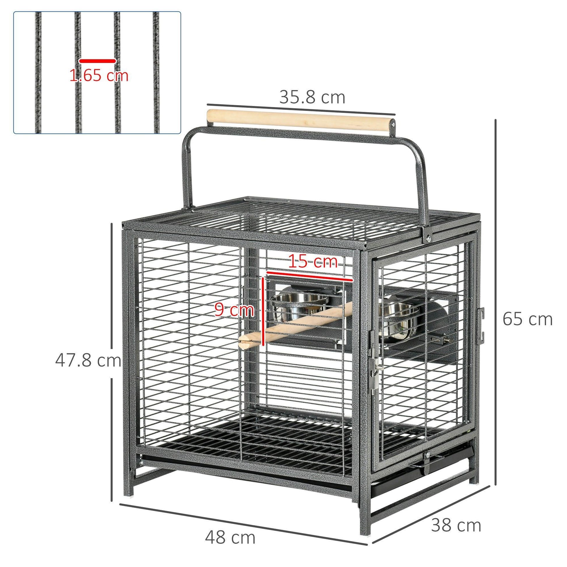 PawHut Metal Parrot Cage - Compact and Stylish - ALL4U RETAILER LTD