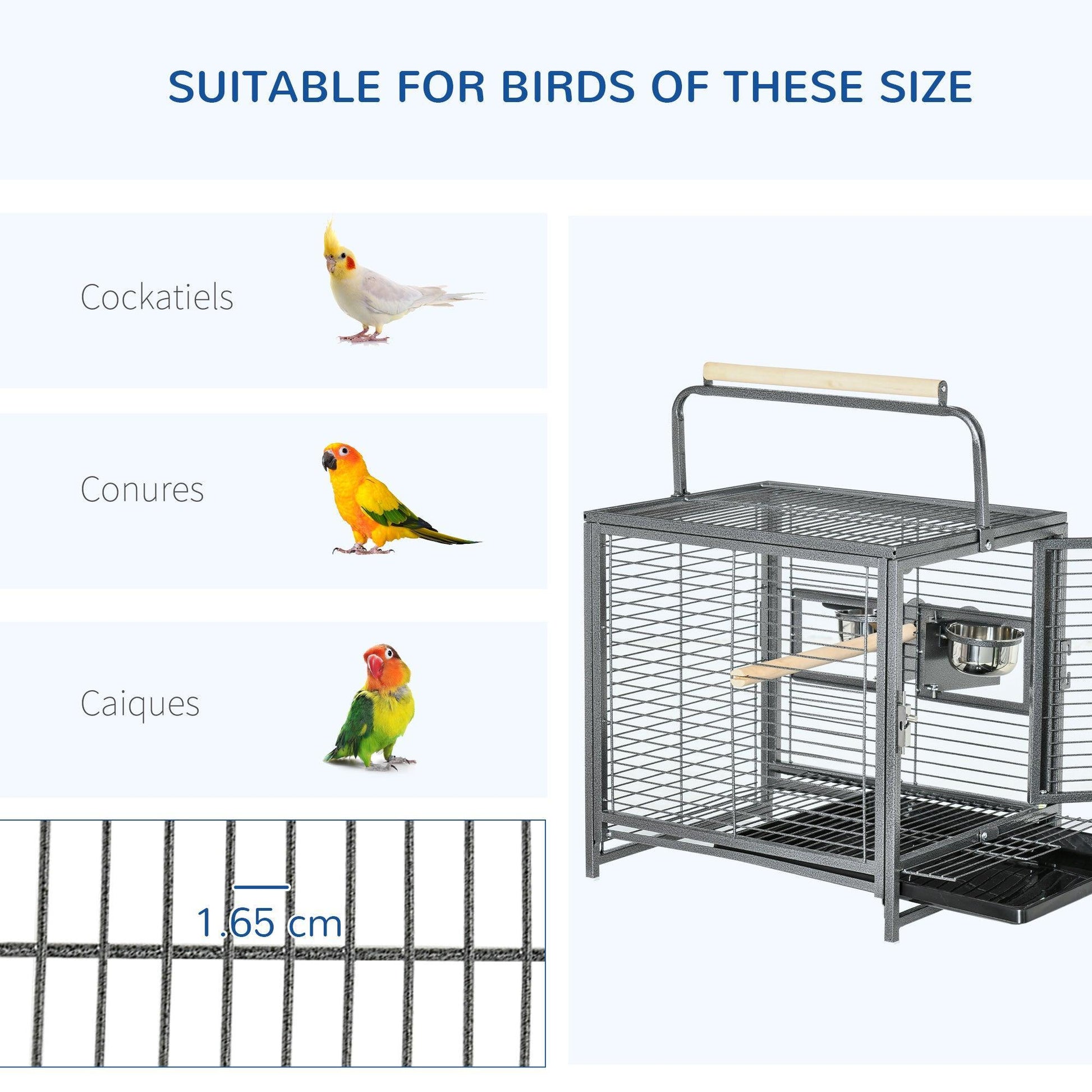 PawHut Metal Parrot Cage - Compact and Stylish - ALL4U RETAILER LTD