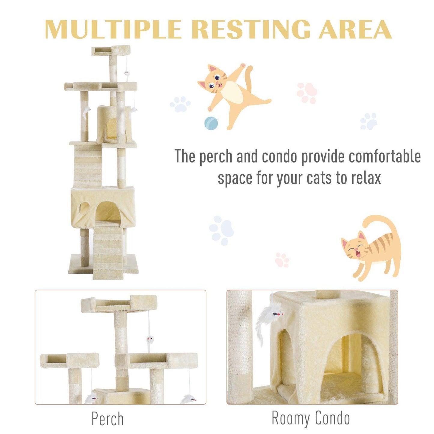 PawHut Multi-Level Cat Activity Centre - ALL4U RETAILER LTD