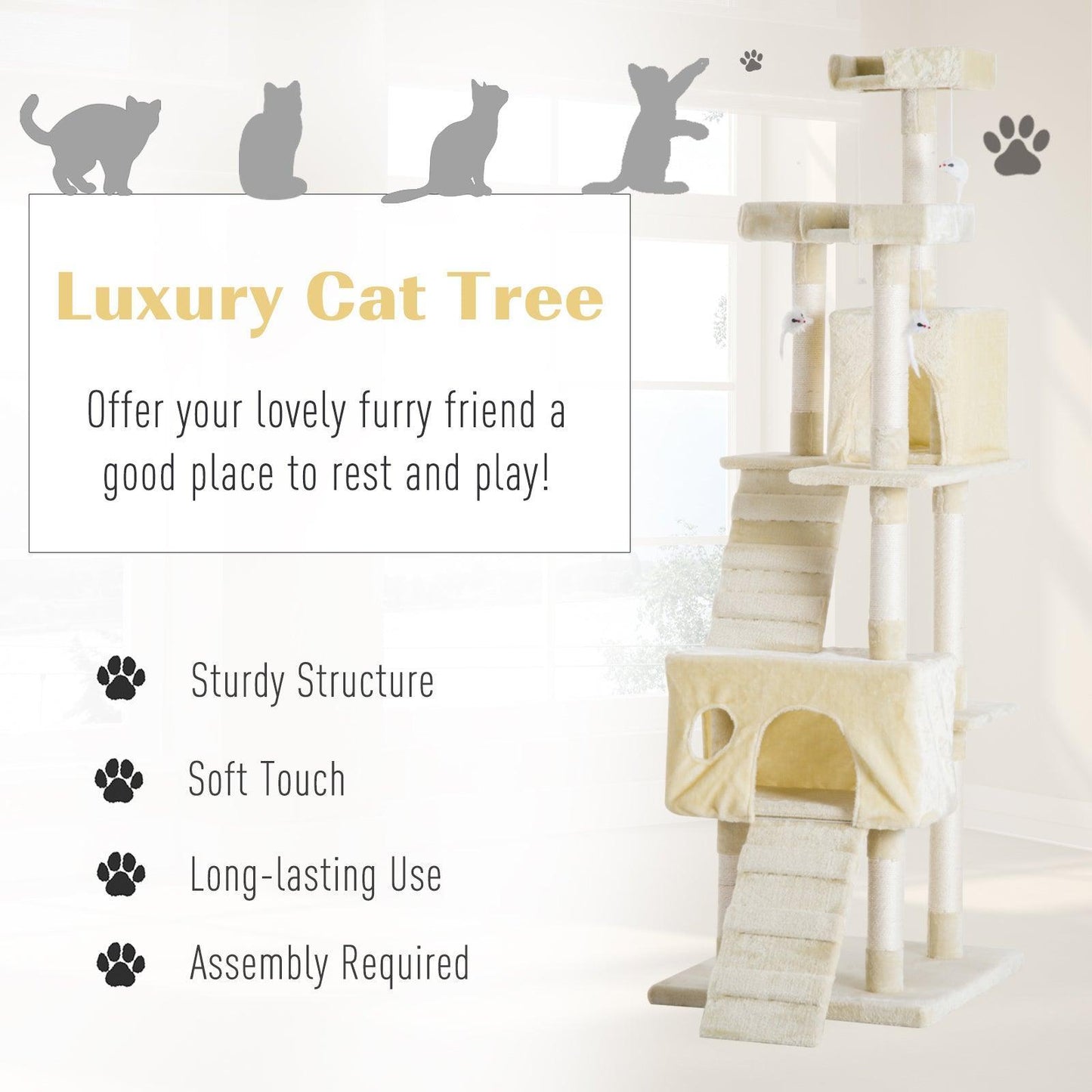 PawHut Multi-Level Cat Activity Centre - ALL4U RETAILER LTD