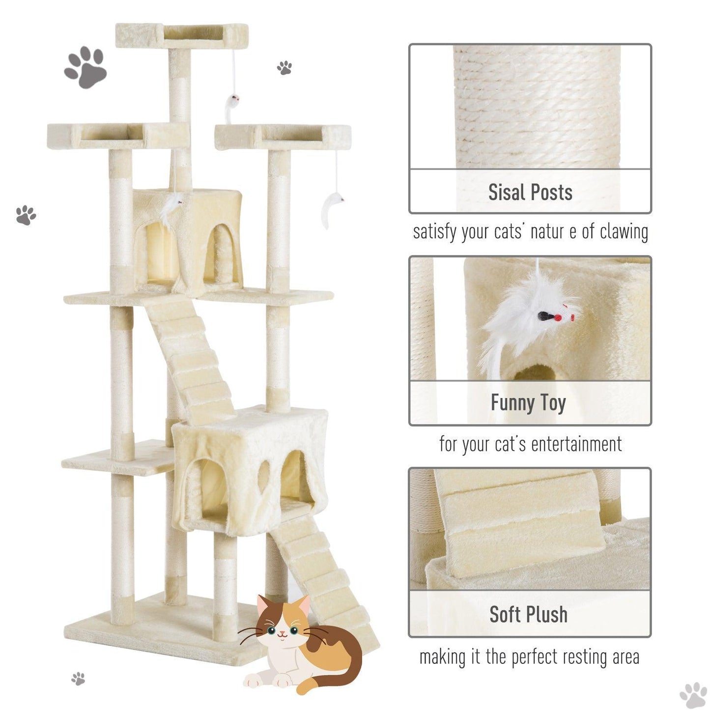 PawHut Multi-Level Cat Activity Centre - ALL4U RETAILER LTD