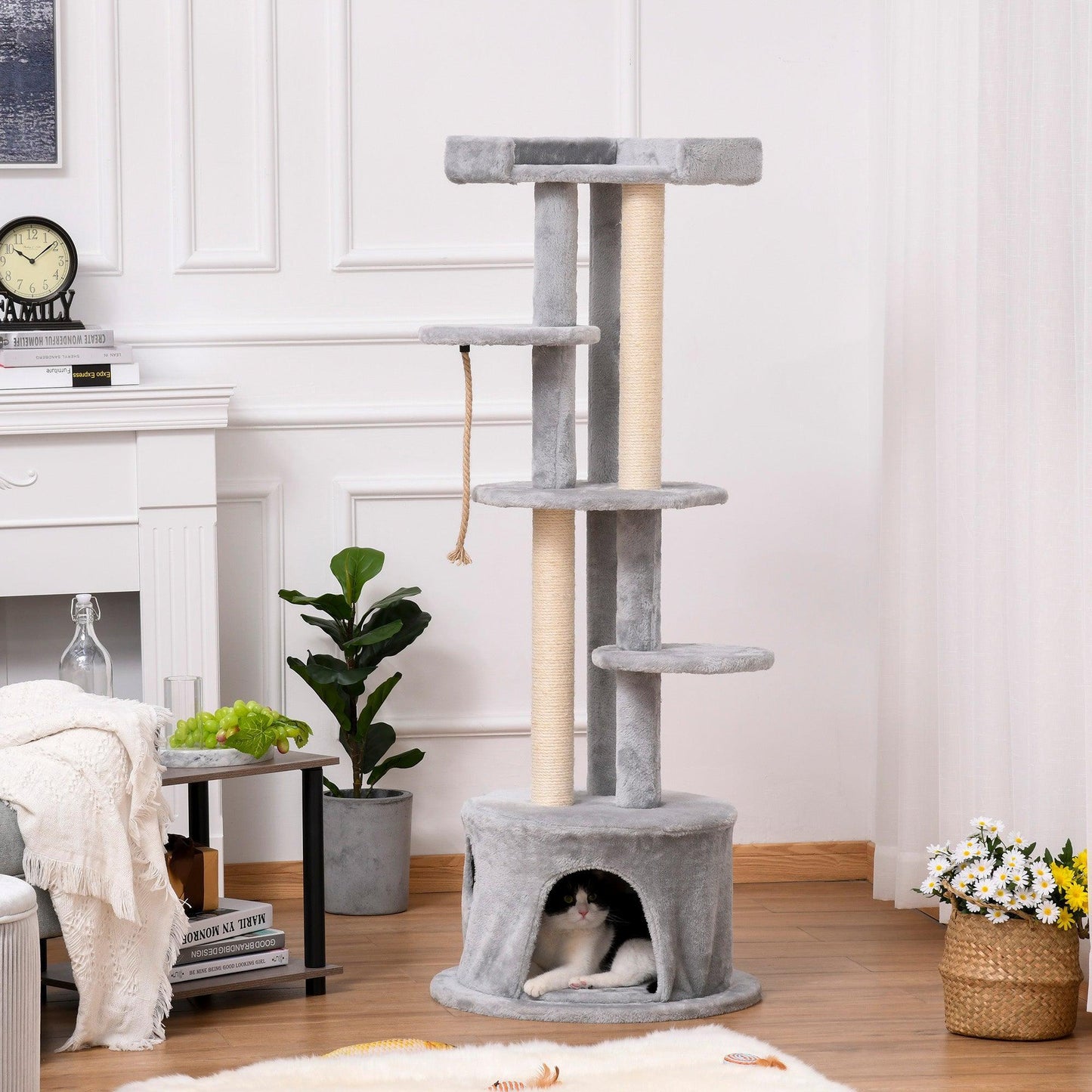 PawHut Multi-level Cat Tree with Scratching Post and Plush Perches - ALL4U RETAILER LTD