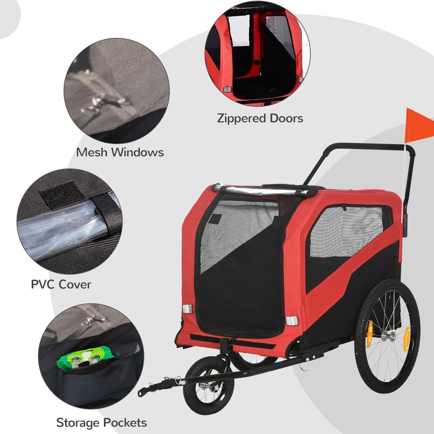 PawHut Multifunctional Pet Bike Trailer & Stroller - ALL4U RETAILER LTD