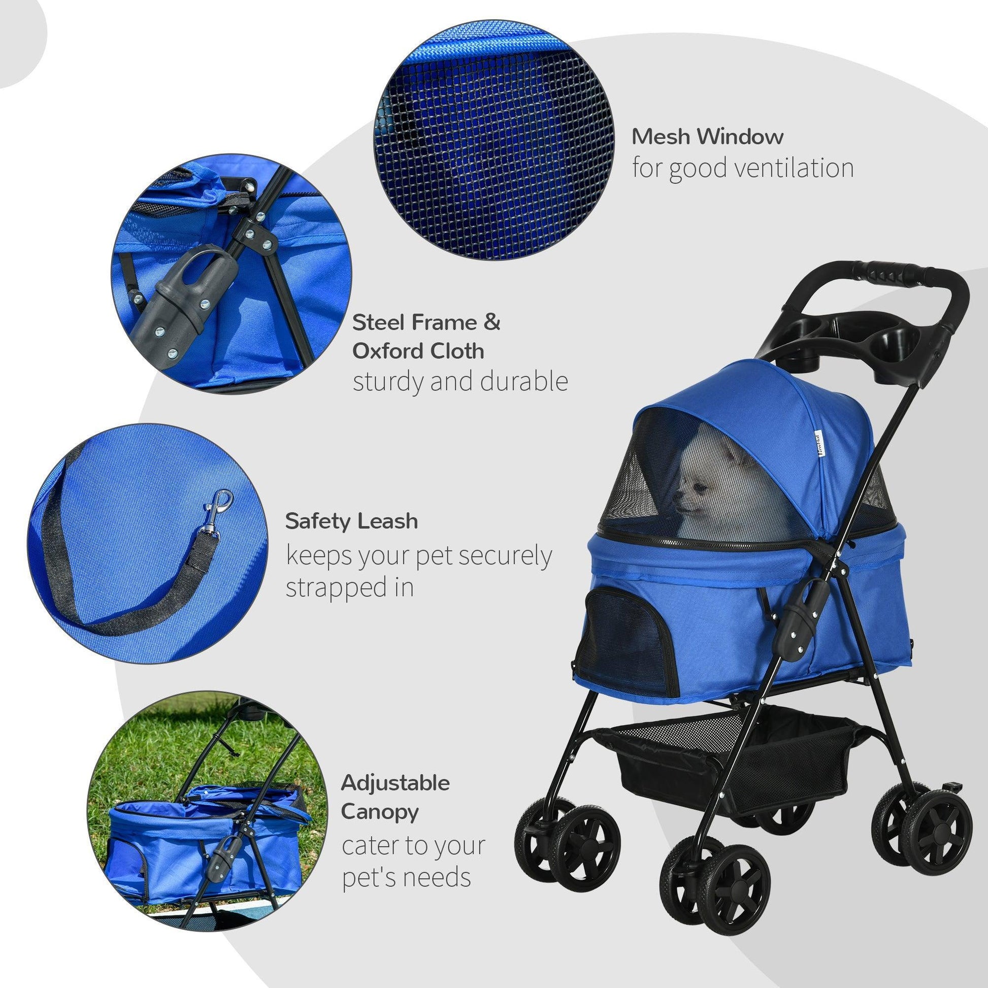 PawHut EasyFold Pet Stroller: Simple & Secure - ALL4U RETAILER LTD