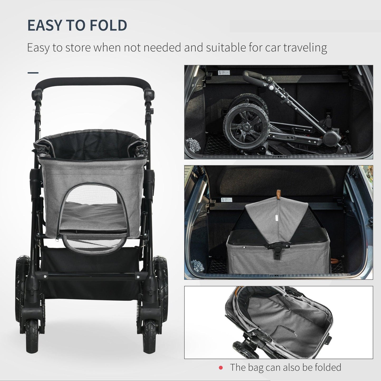 PawHut No-Zip Pet Stroller: Easy & Safe Travel - ALL4U RETAILER LTD