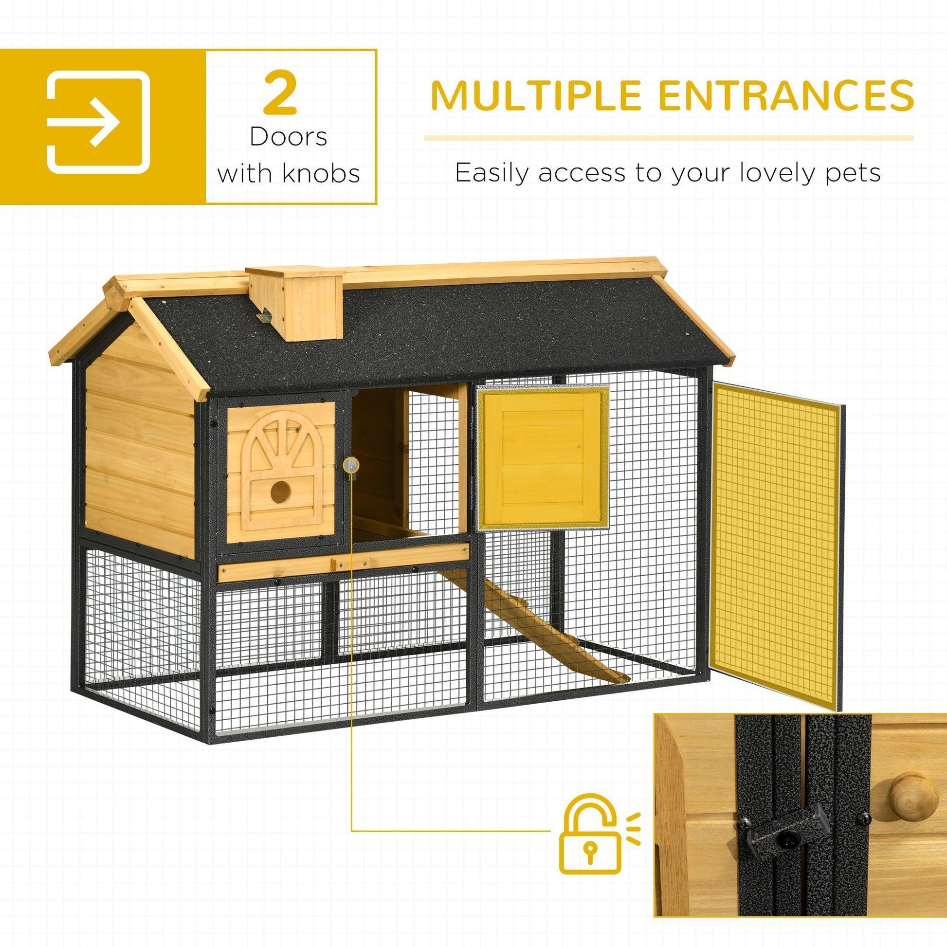 PawHut Outdoor Bunny Cage with Run, Removable Tray, 120x55.5x80 cm - ALL4U RETAILER LTD