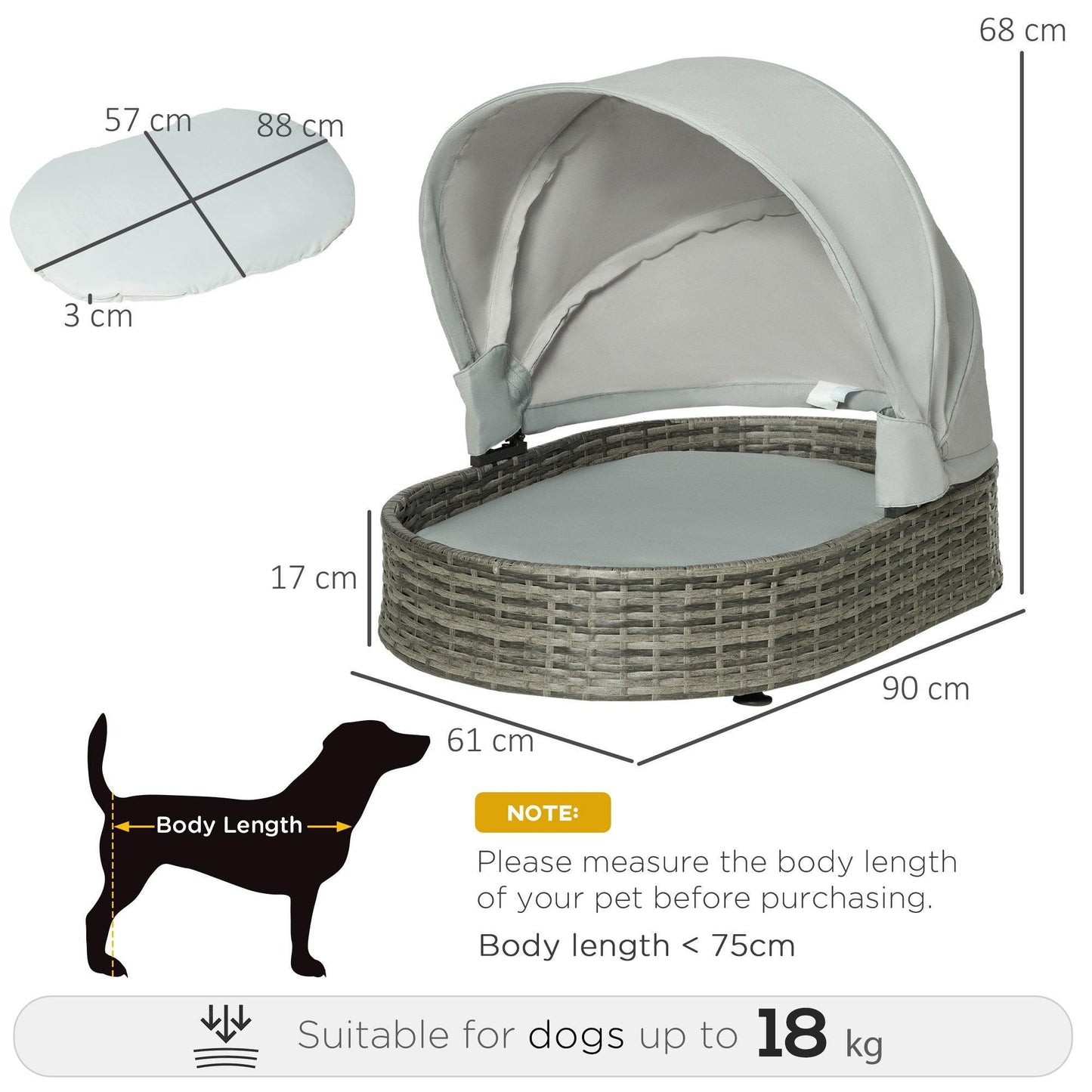 PawHut Outdoor Canopy Pet Bed for Dogs - ALL4U RETAILER LTD