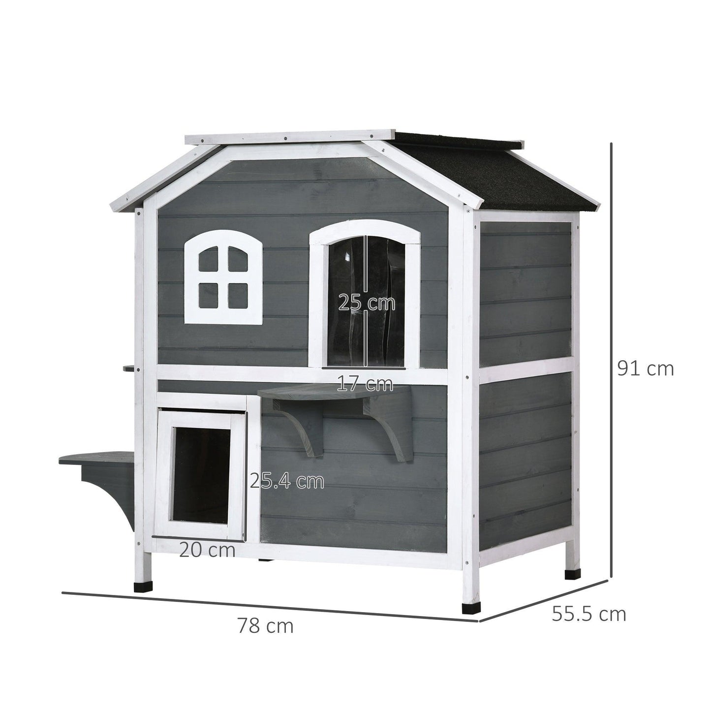 PawHut Outdoor Cat House - Waterproof, 2-Floor Villa - ALL4U RETAILER LTD