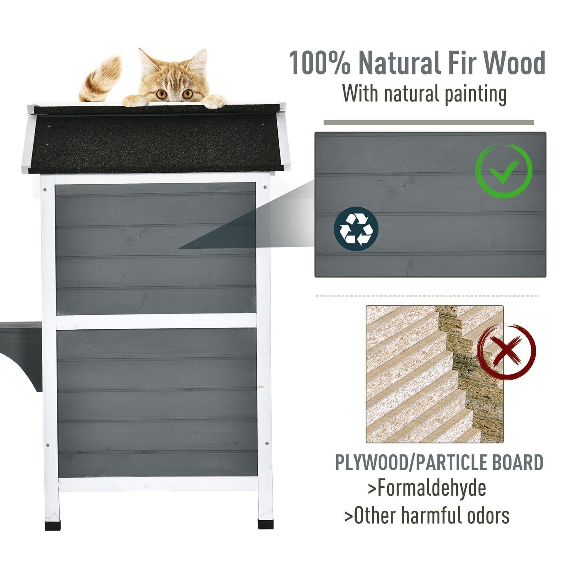 PawHut Outdoor Cat House - Waterproof, 2-Floor Villa - ALL4U RETAILER LTD