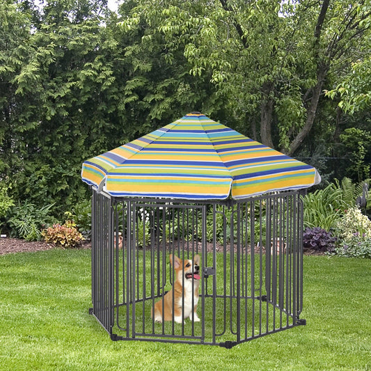 PawHut Outdoor Pet Cage Kennel with Weather-Resistant Roof - 122cm - ALL4U RETAILER LTD