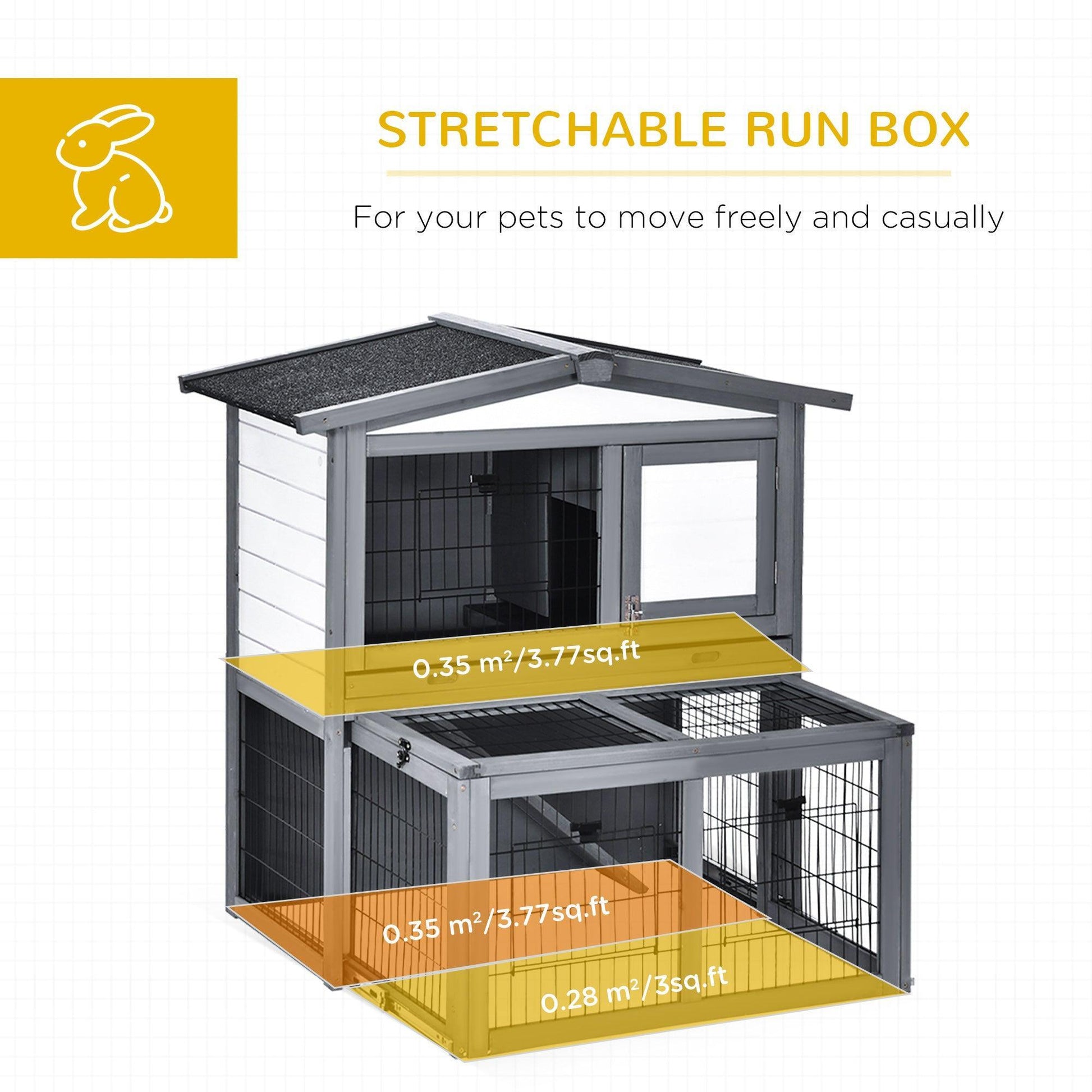 PawHut Outdoor Rabbit Hutch - Small Animal Cage, Grey - ALL4U RETAILER LTD