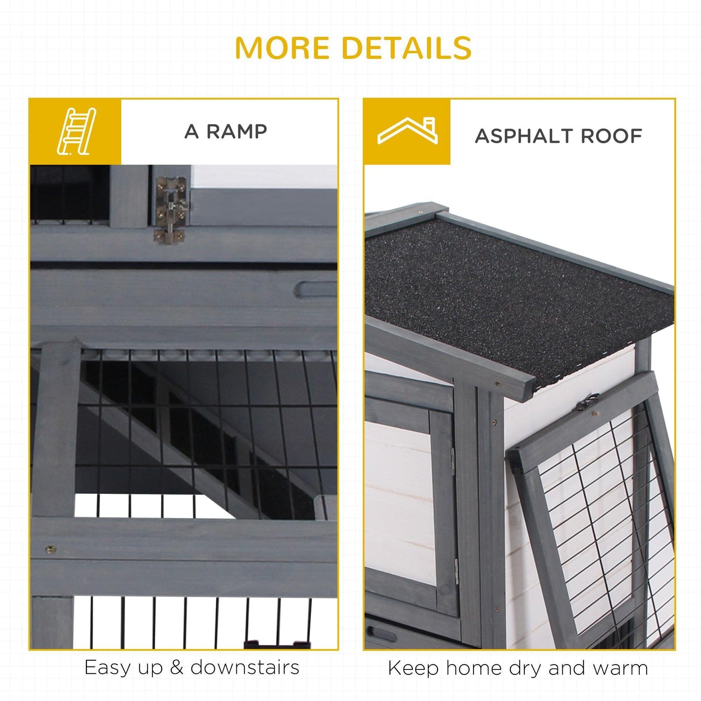 PawHut Outdoor Rabbit Hutch - Small Animal Cage, Grey - ALL4U RETAILER LTD