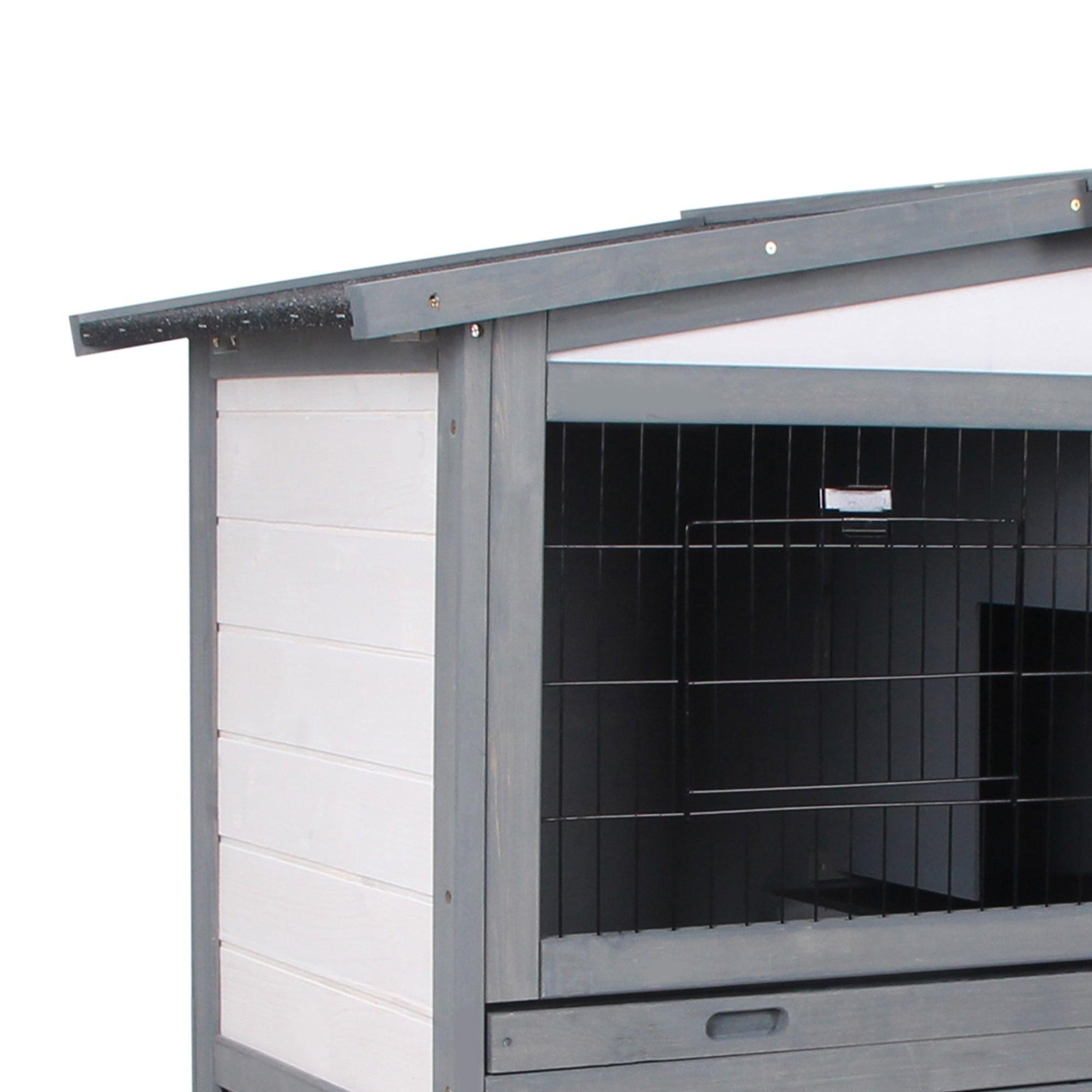 PawHut Outdoor Rabbit Hutch - Small Animal Cage, Grey - ALL4U RETAILER LTD