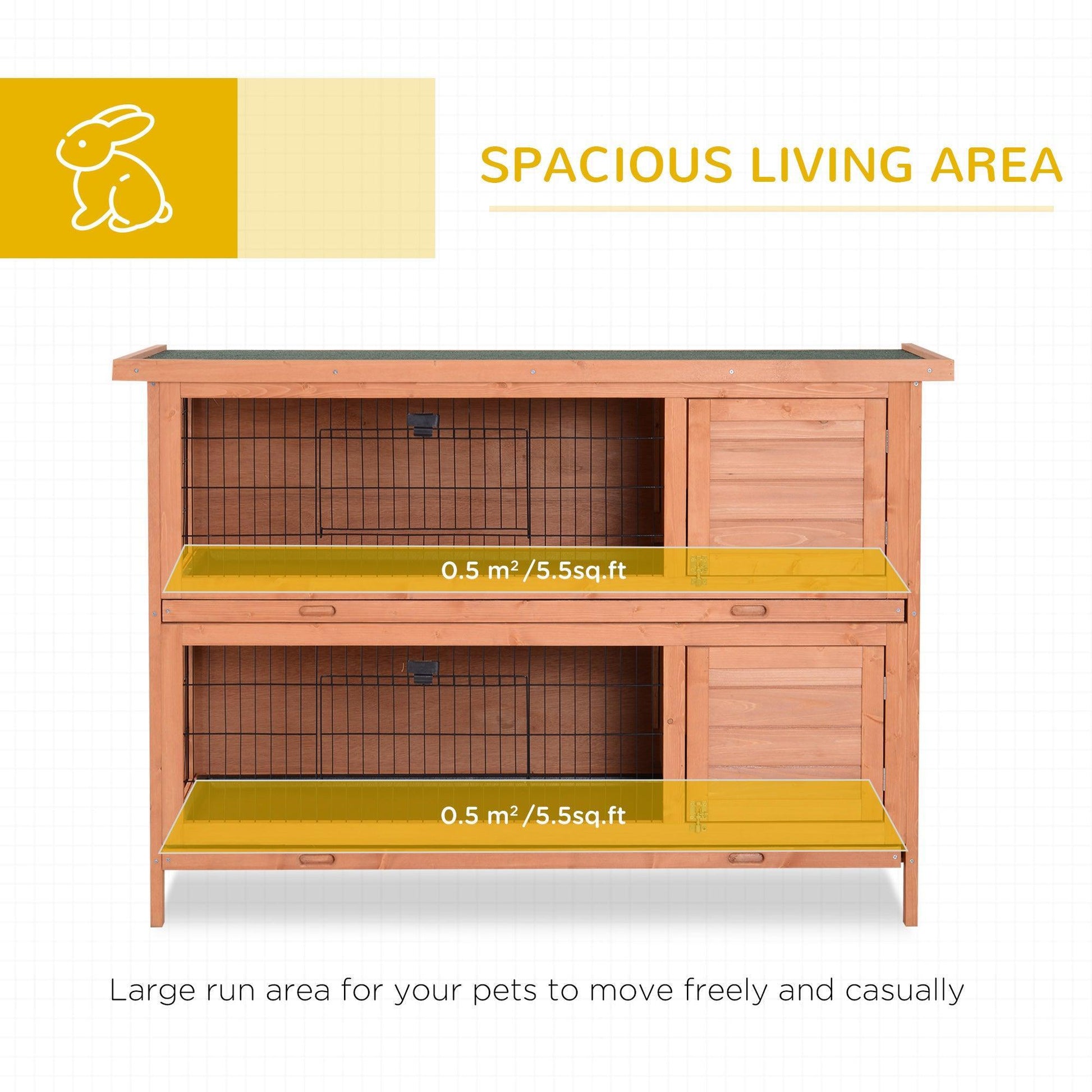 PawHut Outdoor Rabbit Hutch with No Leak Trays - 4FT - ALL4U RETAILER LTD