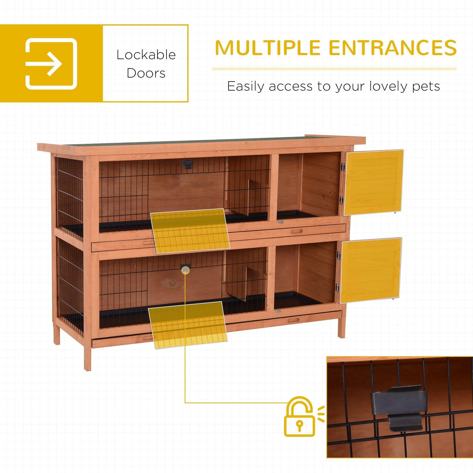 PawHut Outdoor Rabbit Hutch with No Leak Trays - 4FT - ALL4U RETAILER LTD